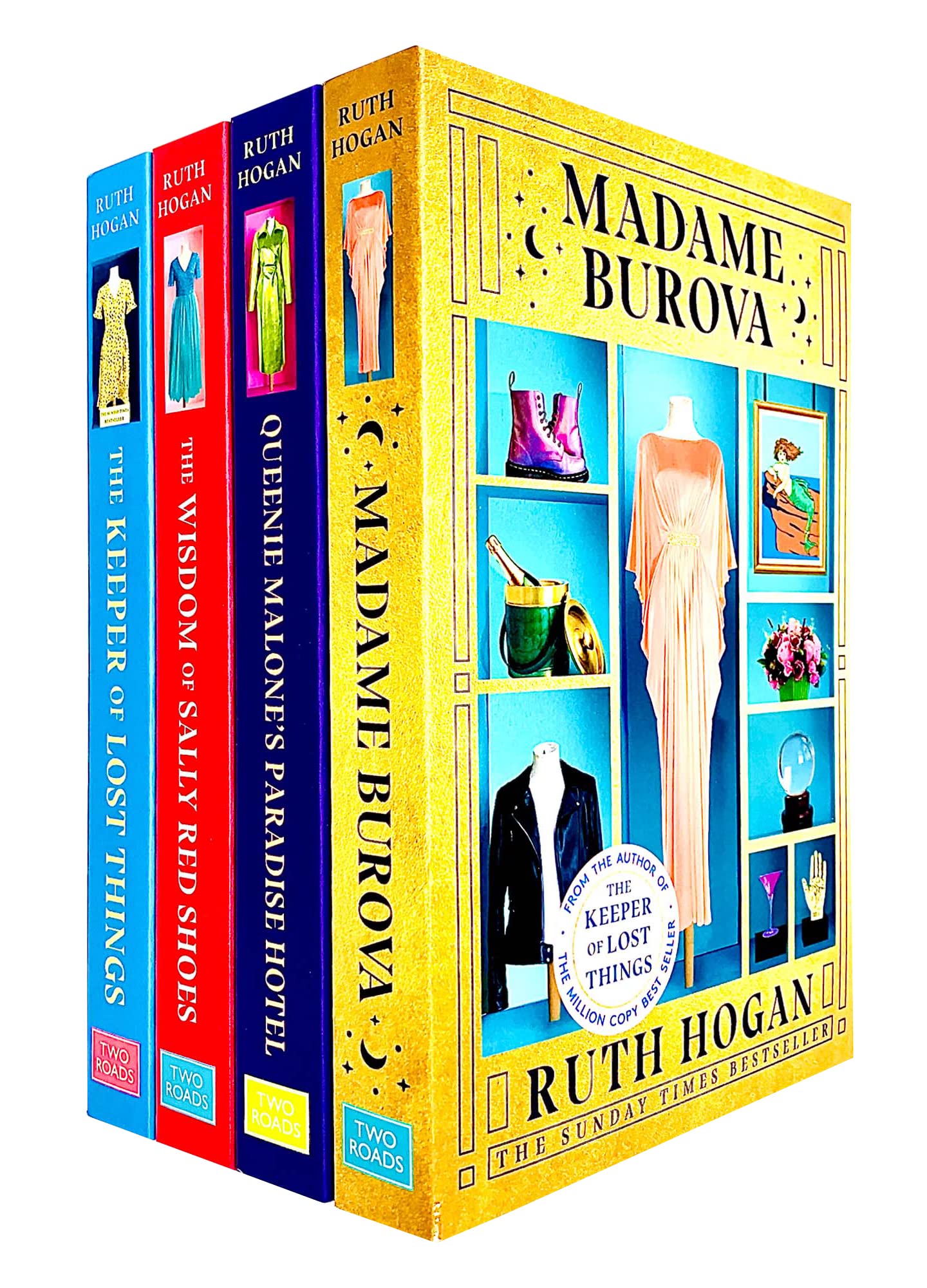 Ruth Hogan 4 Books Collection Set (The Wisdom of Sally Red Shoes, Queenie Malone's Paradise Hotel, The Keeper of Lost Things, Madame Burova)